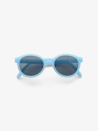 Pair of round blue baby sunglasses folded 