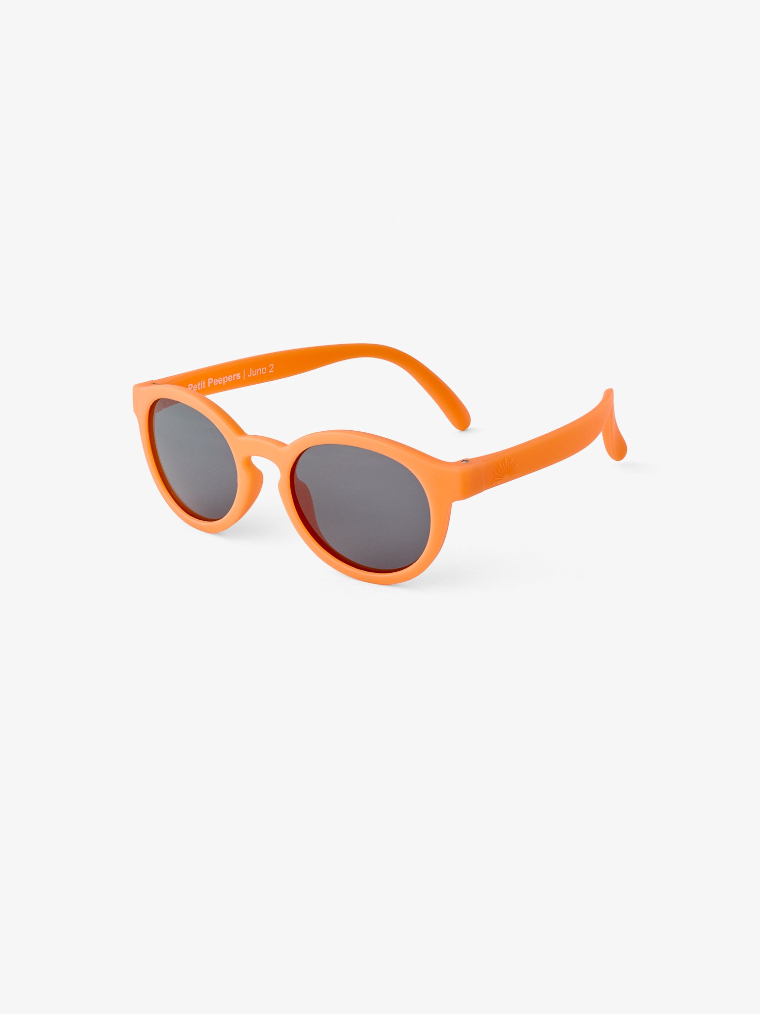 Orange round baby sunglasses front and side view