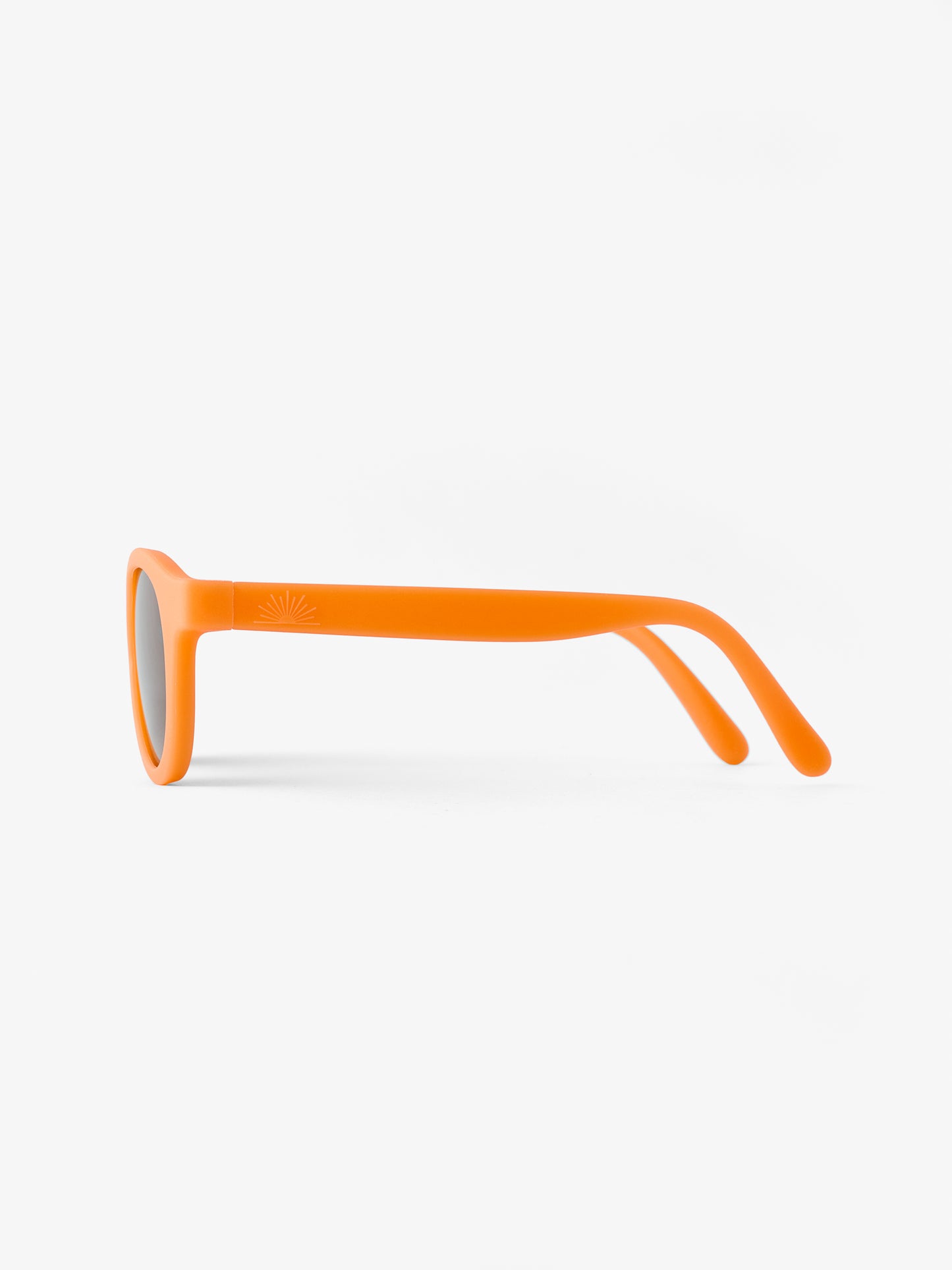Pair of orange baby sunglasses side view